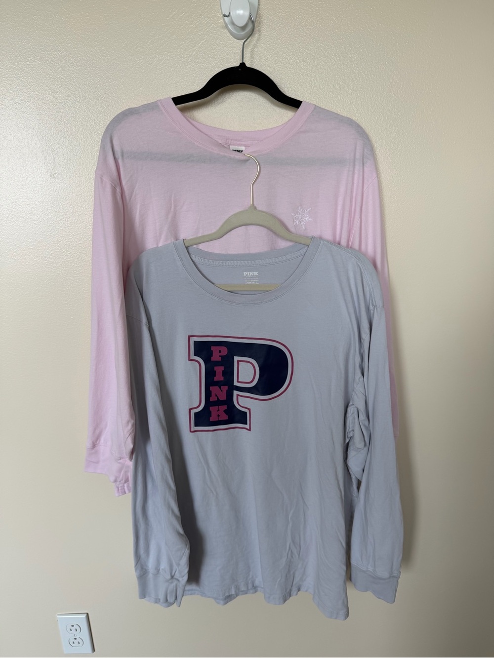 VS PINK Long Sleeve Graphic Tee Bundle of 2 in Pink & Blue
